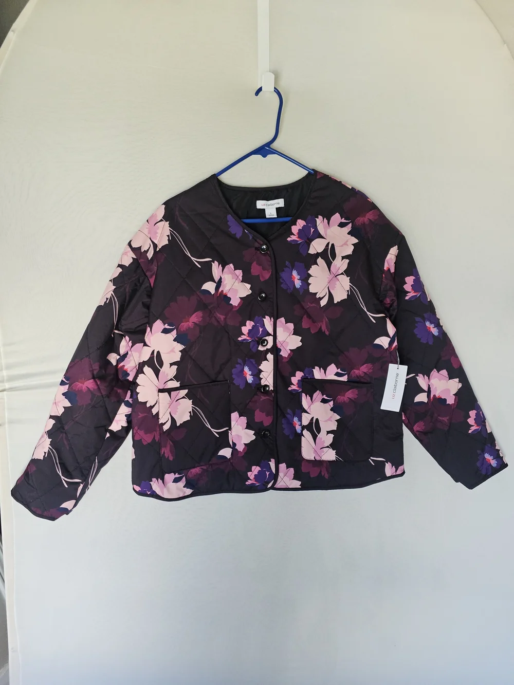 NWT Liz Claiborne Quilted Floral Lightweight Jacket Pockets Size L